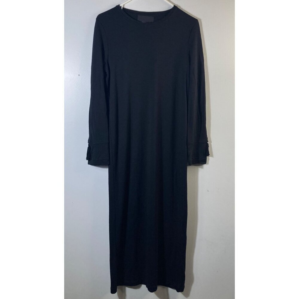 Womens Bitte Kai Rand Wool‎ Blend Maxi Sheath Dress Tassel Sleeve Black S
